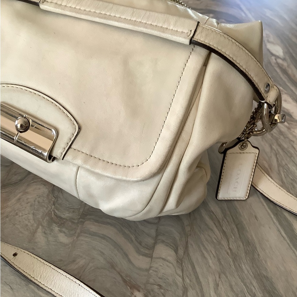 Coach Kristin White Leather Convertible Satchel Crossbody Bag With Hang Tags - Picture 11 of 13